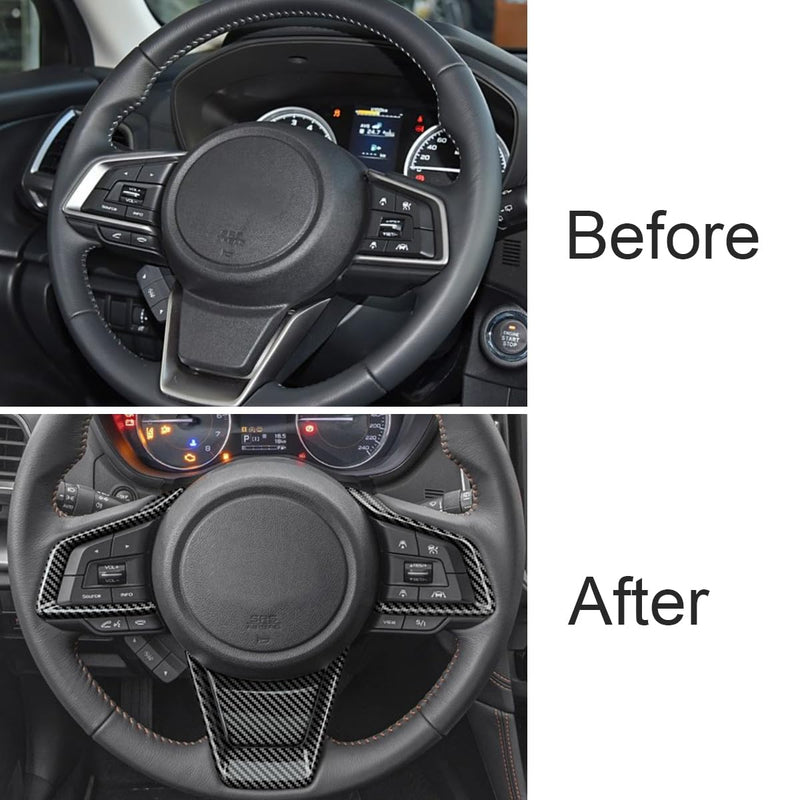Steering Wheel Trim Cover for Subaru Forester Ascent SUV 2019-2024, for Legacy Outback Crosstrek XV Outback 2018-2024, for Impreza 2017-2024, ABS Carbon Fiber, 4PCS