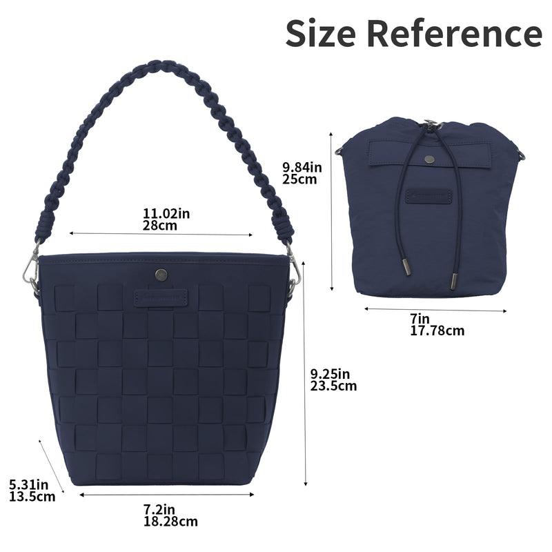 Camera Bag for Women, Leather Photography Shoulder Messenger Bag for DSLR SLR Mirrorless Camera, Women's handbag with Camera Sleeve Case Deep Blue