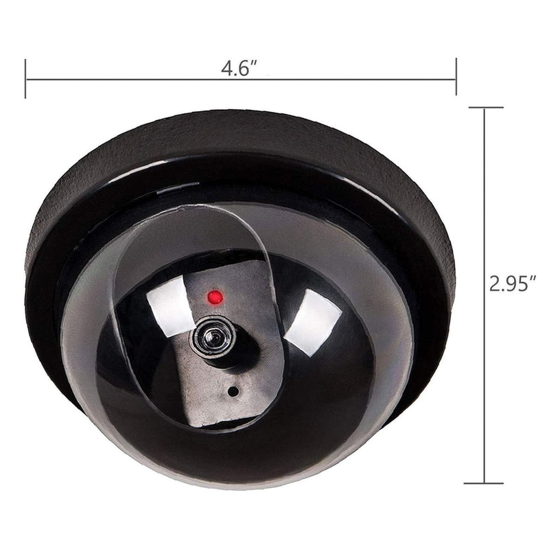 WALI Dummy Fake Security CCTV Dome Camera with Flashing Red LED Light with Security Alert Sticker Decals (SD-6), 6 Packs, Black