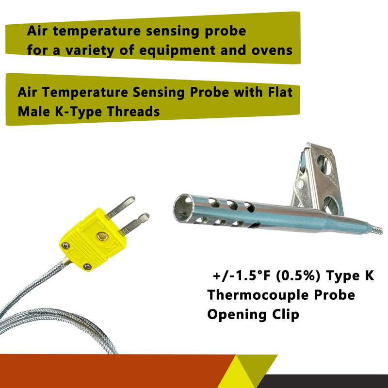 TL3163K k-Type thermocouple air Probe Stainless Steel Open Hole Clip for Air Temperature -40°F to 890°F