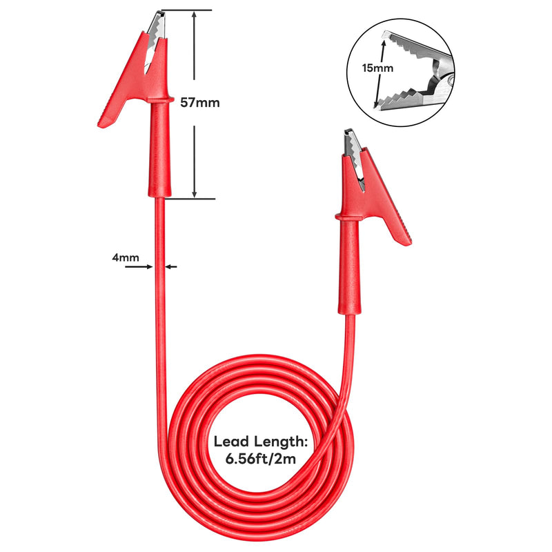 Goupchn 5PCS Alligator Clips Test Leads Dual Ended Crocodile Wire Cable with Insulators Clips Test Flexible Copper Cable for Electrical Testing 6.56ft/2m 5 Colors-6.56ft/2m Style A