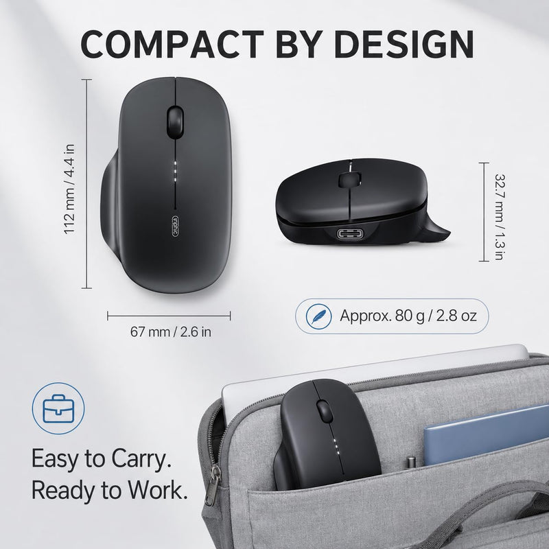INPHIC Wireless Mouse for Laptop, 2.4G Rechargeable Computer Mouse 2400DPI | Quiet Office Cordless USB Mice with Nano Receiver Lightweight Adjustable DPI, Portable Travel Slim Mouse for PC, Mac, Tablet