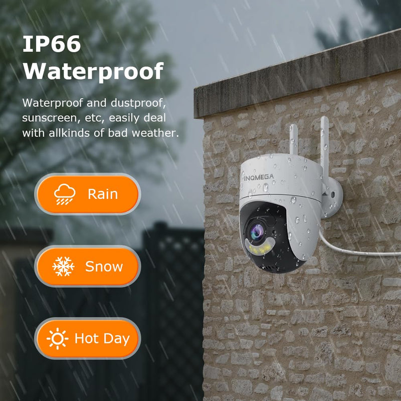 INQMEGA 6MP TUYA Smart Camera,2.4G WiFi Security Home Surveillance Camera,2-Way Audio, Color Night Vision, Waterproof, Motion Detection, Spotlight & Siren,6.5ft Power Cord