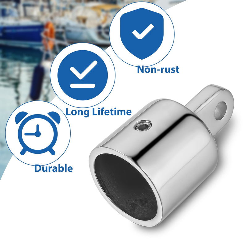 MAQUITA Bimini Top Cap Fits 1 inch OD Round Tubing Stainless Steel External Eye End Boat, Fitting Boat Marine Hardware 32mm OD, 25 mm ID