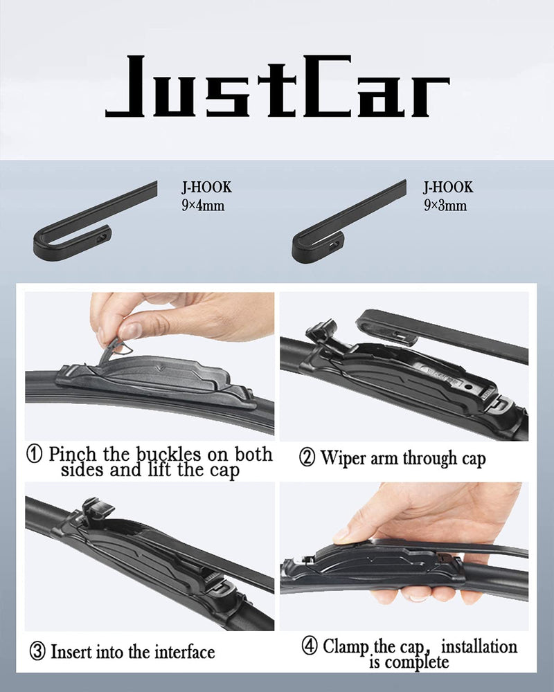 22 inch + 22 inch Windshield Wiper Blade Compatible with F150 2022-2009,Silverado 1500 2022-2000,Sierra 1500 2022-2019,RAM 1500 2015-2013 Original Equipment Automotive Replacement J/U Hook 2 Pack 22"+22"(Pair For Front Windshield)