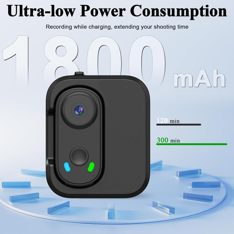 isekurity Mini Body Camera Thumb Size POV Cam Action Camera | Bodycam with WiFi/Magnetic Mount/Charging Case Wearable Hands-Free Recording Sports Helmet Camera for Vlog Motorcycle Cycling Black