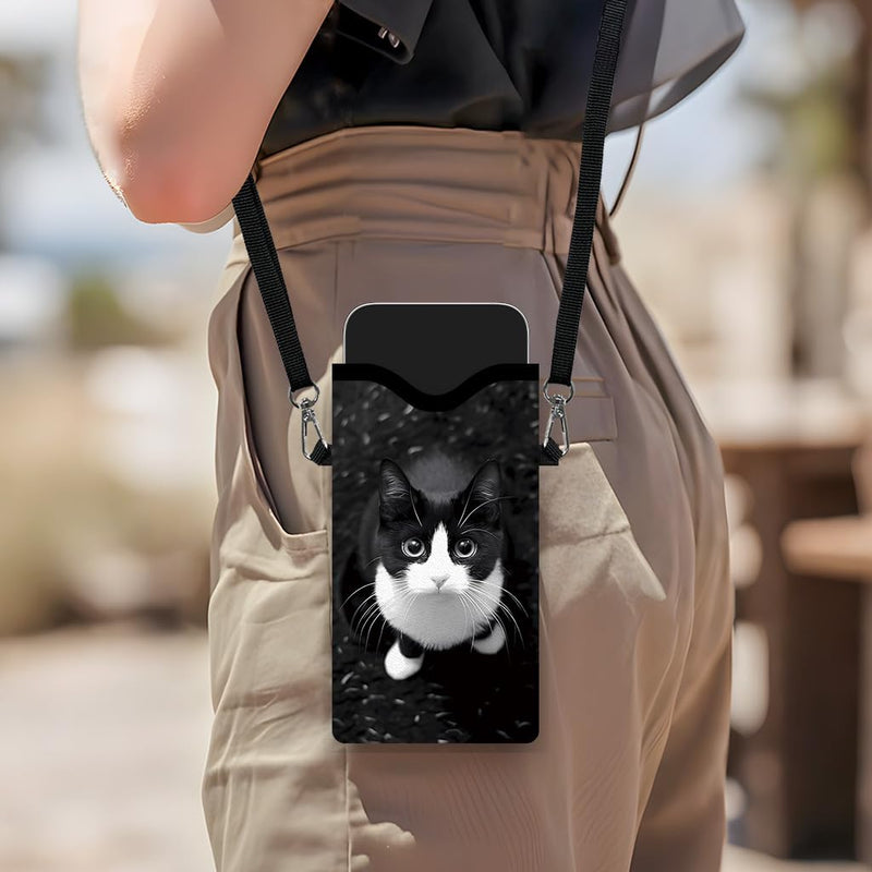 Double Sided Cow Cat Printed Unisex Crossbody Phone Bag | Adjustable Strap