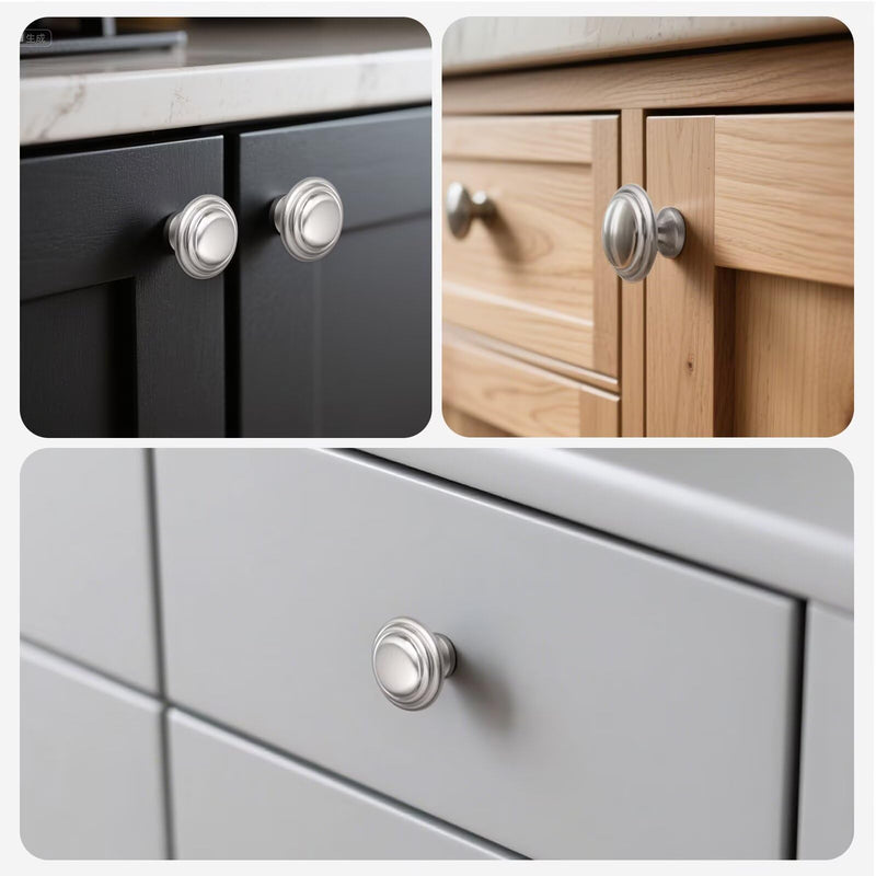 Brushed Nickel Knobs for Drawer 20 Pack, Solid Round Kitchen Cabinet Knobs, Dresser Pulls for Bedroom Bathroom Vanity, Diameter: 1.32 Inch(33.5mm) Brushed Nickel