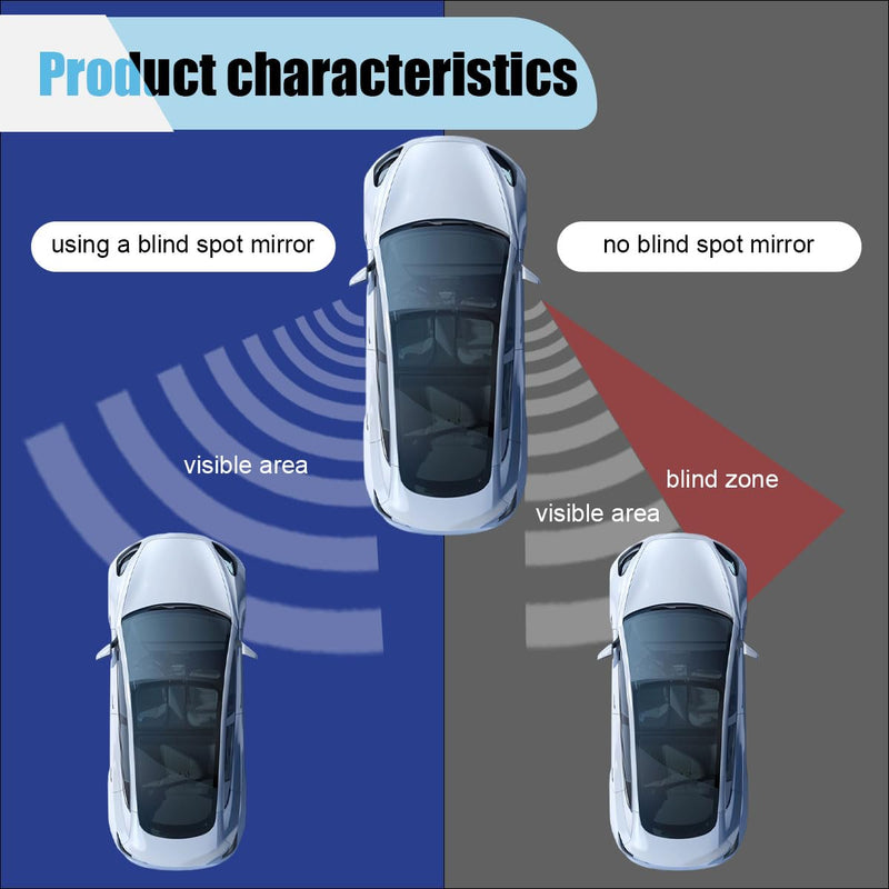 2 PCS Blind Spot Car Mirror, HD Glass Adjustable Car Side Mirror, Framed Wide-angle Blind Spot Mirror, Universal Convex Rear View Mirror for Cars, SUVs, Trucks and RVs (Rectangle) Rectangle