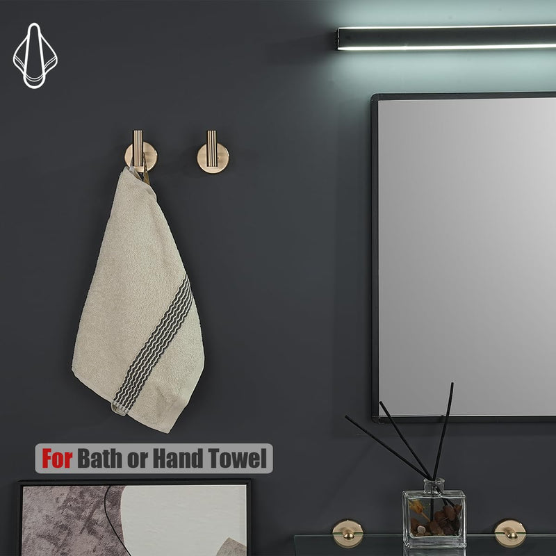 JQK Bathroom Towel Hook Champagne Bronze, Coat Robe Clothes Hook for Bathroom Wall Mounted (Pack of 4), SUS 304 Stainless Steel 0.8mm, TH100-CB-P4 4 Pack