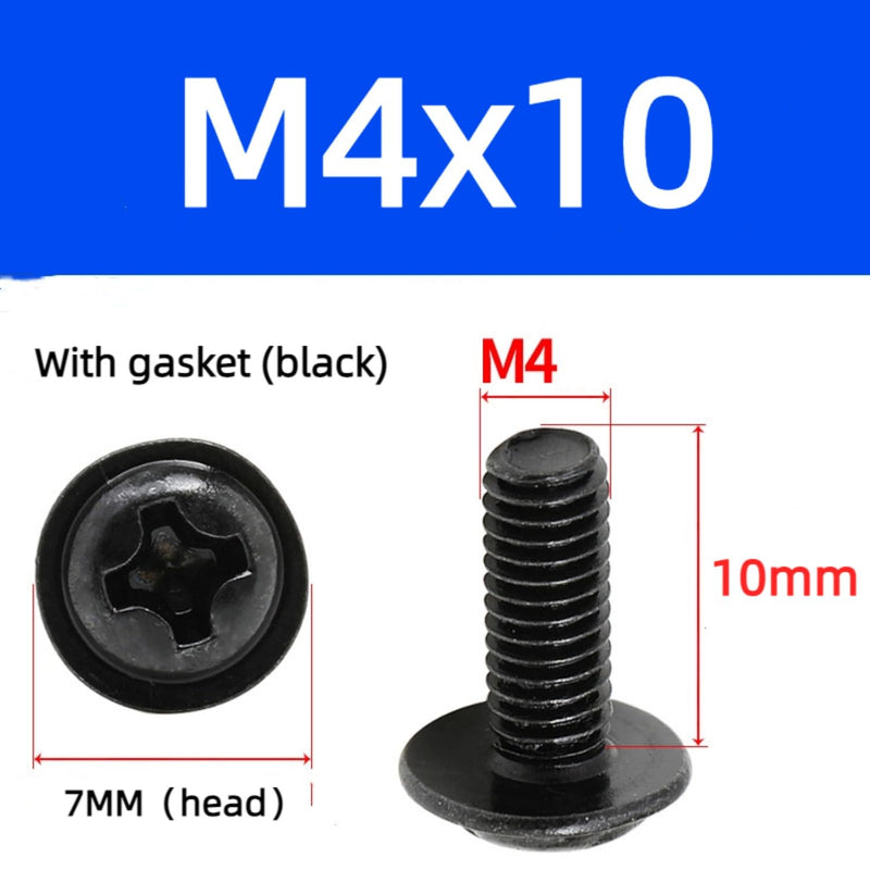 20 PCS Vesa Screws, VESA Compatible M4x10mm TV/Monitor Wall Mount Screws for 75x75mm and 100x100mm Brackets. Phillips Head M4 x 10mm Black with Washers