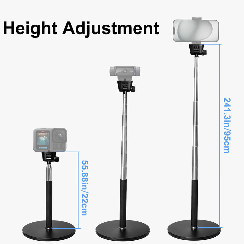 Webcam Stand for Desk, Telescopic Webcam Mount Camera Stand for Logitech Webcam C922 C930e C920S C920 C615 C960 C920x BRIO 4K NexiGo N60 etc, for Zoom Meetings, Streaming, Video Recording