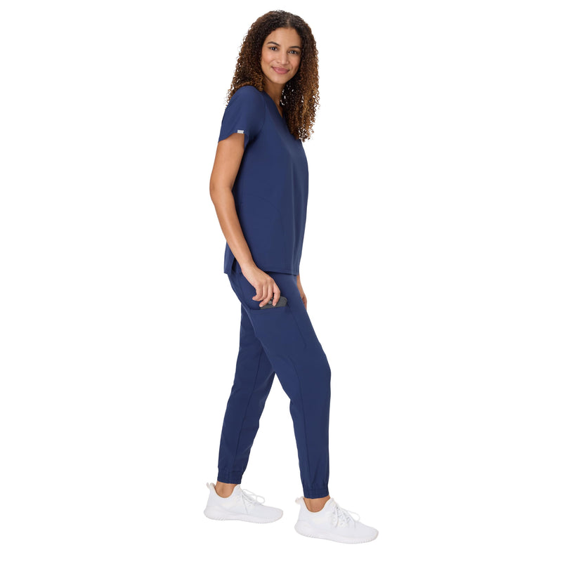 Hanes Women's Scrubs Set, Medical Scrubs With Pockets, Moisture-wicking Healthcare Clothing for Women Medium Athletic Navy