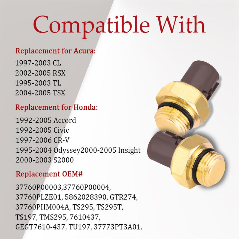 Radiator Coolant Fan Switch, Switch coolant Temperature Sensor, Water Temperature Sensor Compatible with Honda Acura CL Integra RSX TL, Civic CR-V Odyssey, Replace OEM #37760-P00-003