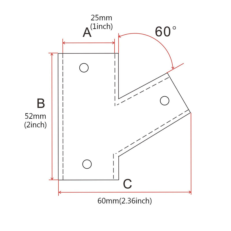 NRC&XRC Marine Grade 316 Stainless Steel Polished Left and Right Hand Rail Fitting- 60 Degree T/Tee for 1" Tube 1"