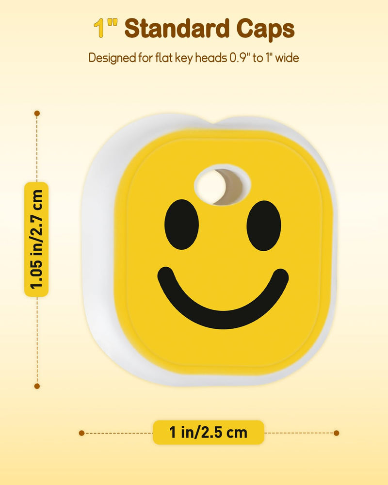 Uniclife 10 Key Covers Caps, 1" Stretchy Key Identifiers, Cartoon Faces | Durable key cover fit 0.9-1 in flat key heads for standard house keys, enables quick identification and key protection 10 Pcs