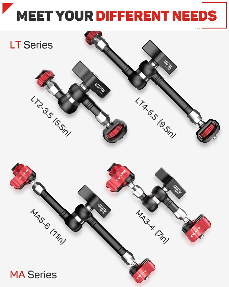 IFOOTAGE Magic Arm Clamp w/ 1/4" and 3/8" Thread and 7 Inches Adjustable Friction Power Articulating Magic Arm with 1/4" and 3/8" Thread Screw for DSLR Camera Rig/LCD Monitor/LED Lights (MA3-4) Set-MA3-4