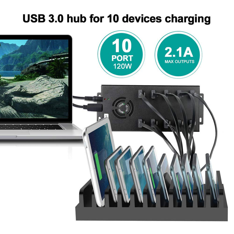 Powered USB Hub 3.0, Sipolar 10-Port USB Hub with 12V 10A Power Adapter, Multi USB Port Expander Fast Data Transfer USB Data Hub Splitter for Laptop, PC,Mobile, Mobile HDD, Flash Drives