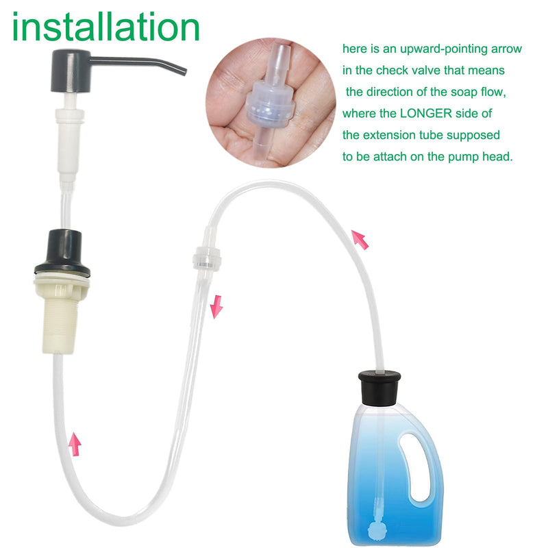 Under-Sink Soap Dispenser Extension Tube Kit (47”) with Check Valve – Direct-from-Bulk Bottle Solution for Kitchen Sink Soap & Dish Detergent – Fits Most Countertop Dispensers (2 Sets)