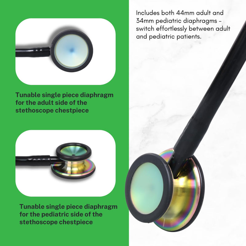 Stethoscope Spare Parts Kit-Black, Replacement Accessories Compatible with Littmann Classic III, Cardiology IV, Includes Adult&Pediatric Diaphragm, Ear Tips and Non-chill Bell Sleeve