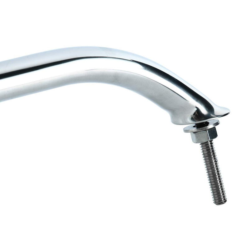 Amarine Made 2-Pack 12", 16", 18" Polished Stainless Heavy Duty Oval Boat Marine Grab Handle Hand Rail with Flange & Stud (18")