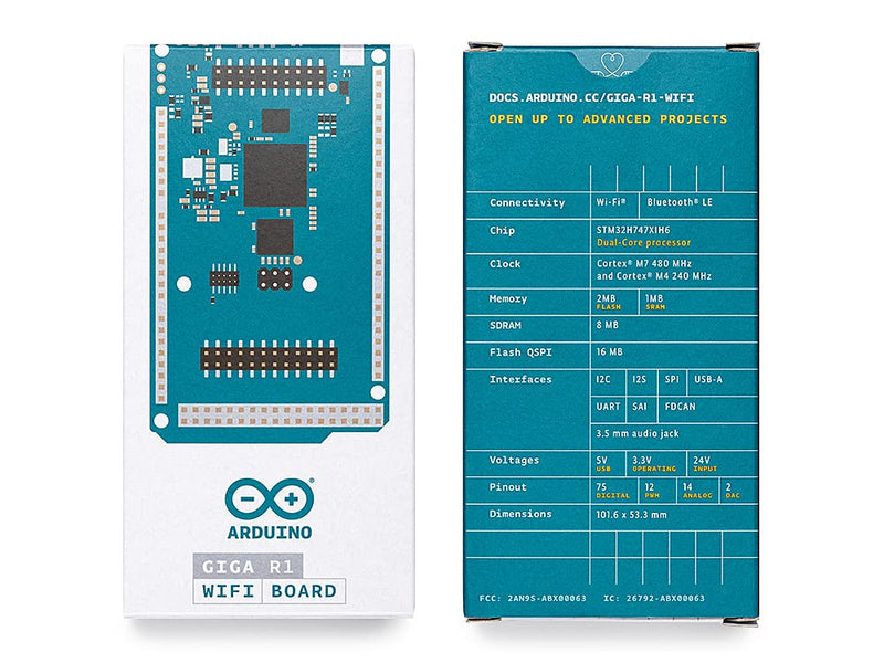 Arduino Giga R1 WiFi [ABX00063] – High-Performance Microcontroller with Dual-Core ARM Cortex-M7 & M4, Wi-Fi, Bluetooth, and Advanced I/O for IoT & Edge Computing