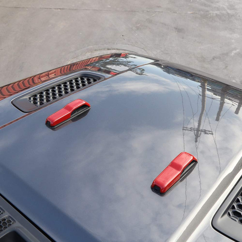 CheroCar JL JT Engine Hood Hinge Cover Decoration Cover Stickers Exterior Accessories for Jeep Wrangler JL 2018-2021, for 2020-2021Jeep Gladiator JT, Red