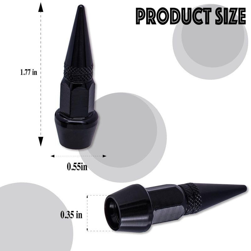 4PCS Spiked Style Tire Valve Stem Caps, Universal Aluminium Alloy Dustproof Tire Valve Stem Covers for Cars, SUV, Trucks, Bikes, Motorcycles, Bicycles(Black) 4 pcs 45MM - Black