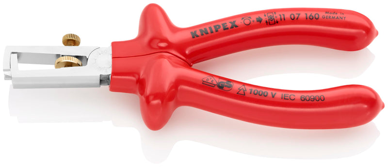 KNIPEX - 11 07 160 Tools - End-Type Wire Stripper, Dipped, 1000V Insulated (1107160)