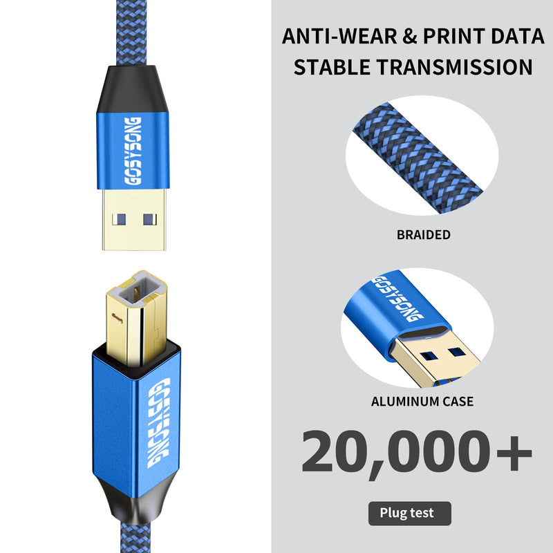 50ft Active USB 2.0 Printer Cable - High Speed USB A to B Compatible with HP, Canon, Dell, Epson, Xerox and More 50ft USB Type A to Type B Printer Cable Blue
