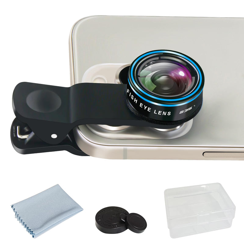 Fisheye Lens 235° Phone Camera Lens, Fish Eye Lens for iPhone 14 13 12 X XR Pixel Samsung Smartphone,Clip on Cell Phone，Funny Photos Fisheye-Blue
