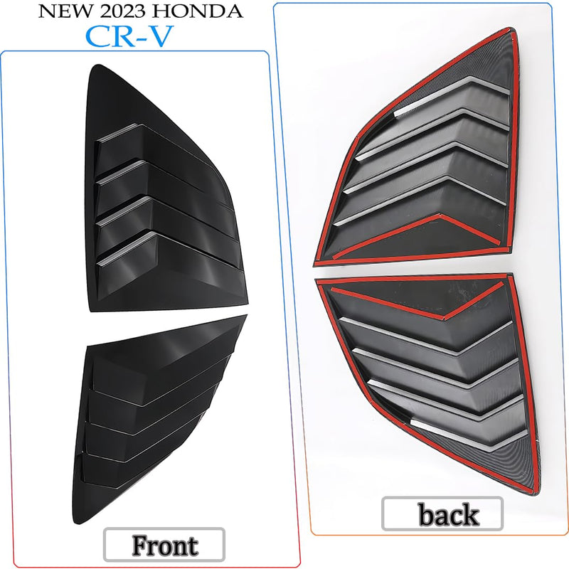 2Pcs Rear Side Window Louvers Air Vent Scoop Shades Cover Blinds Trim for Honda CRV CR-V 2023 2024 2025 - ABS bright black Sport Interior Accessories