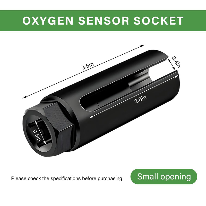 Oxygen Sensor Socket with Side Wire Cutout, 1/2 Inch Drive by 7/8 Inch (22mm) 6-Point O2 Sensor Wrench Removal Tool, Offset Oxygen Sensor Socket Preventing Damage to Wires (Small) Small