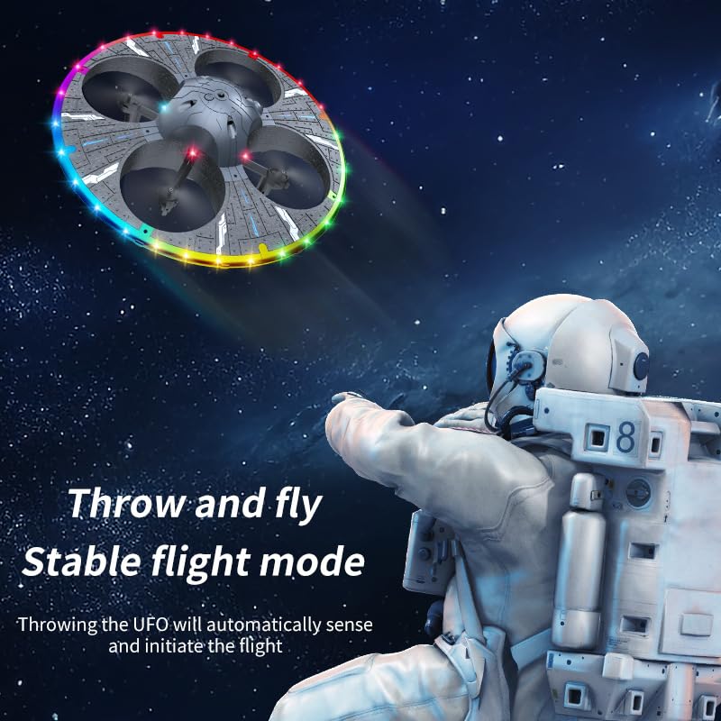 FPV Quadcopter Aircraft, Round Foam RC UFO Drone Equipped with Camera, Multi-Color Switchable LED Lighting, 360° Stunt Flips & Adjustable Flight Speed, Beginner Oriented RC Air Vehicle, Black