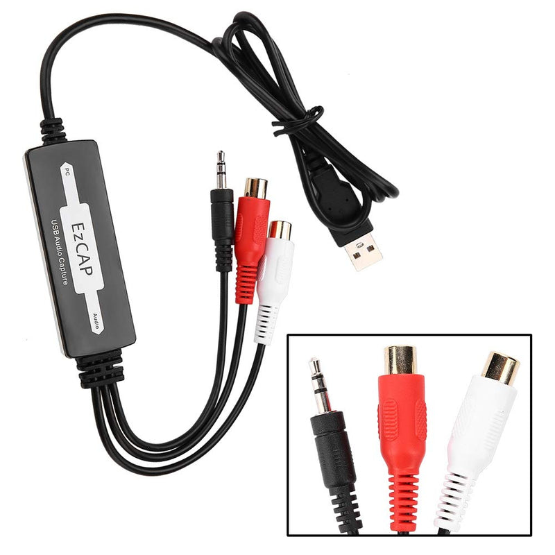 USB Audio Capture Recorder Card Converts Turntable LP/Cassette Tape Audio to MP3/WAV Digital Music Converter Adapter, Support XP/Vista/7/8/8.1/10 and