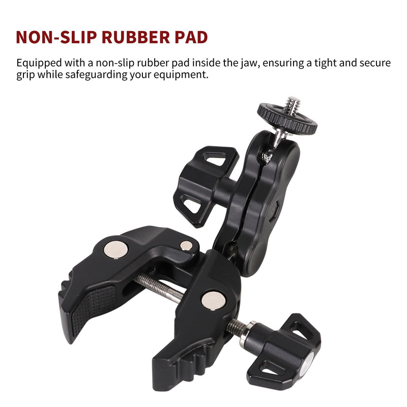 Camera Clamp Mount, Magic Arm with Double Ball Head Adapter and Clamp, with 1/4"-20 Screw and 3/8"-16 Screw Hole, for Gopro/Insta360 /Camera Monitor/LED Lights/DSLR RW9C ECO Series