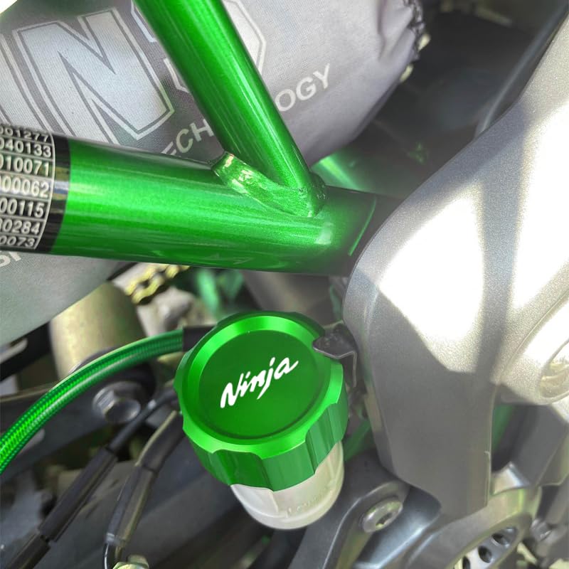 Compatible with Ninja 500 2025 Ninja 500SE 2024 Ninja 400 ninja400 2018-2024 CNC Motorcycle Rear and Front Brake Fluid Reservoir Cover Cap