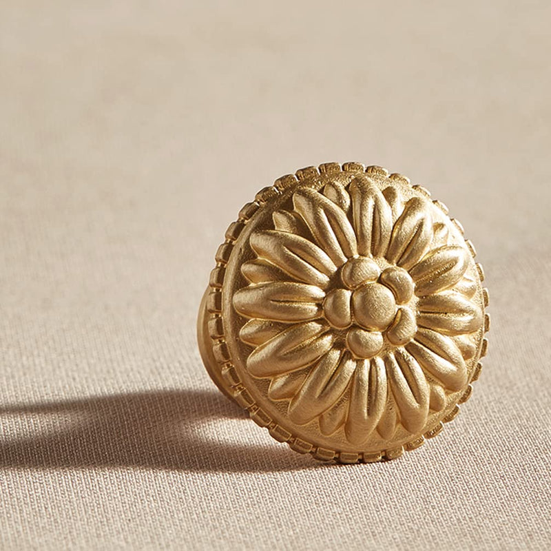 Brass Cabinet Round Knobs, 4 Pack Gold Euro Style Cabinet Knob Dresser Drawer Modern Dresser Drawer Knobs, Vintage Brass Cabinet Knobs 4pack