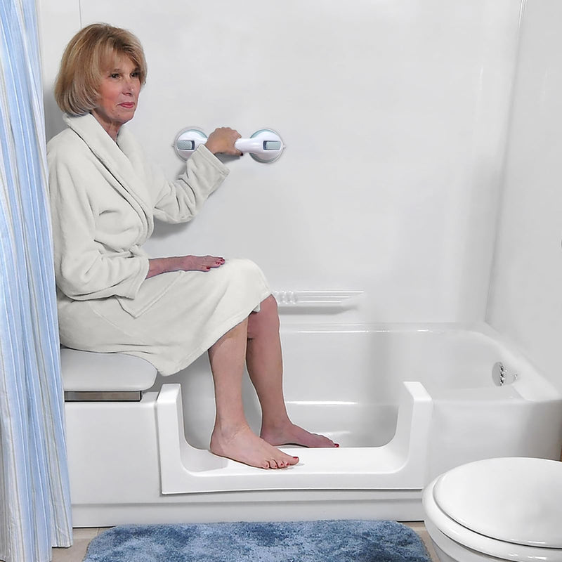 AirTight® Grab Bars for Shower Heavy-Duty (2Pack) 12.3-Inch ADA Compliant Grab Bar for Seniors Shower Handles for Elderly Suction Handicap Safety Handrail for Bathroom Bathtubs Toilet Tiles Glass 12 Inch (Pack of 2) White Blue2