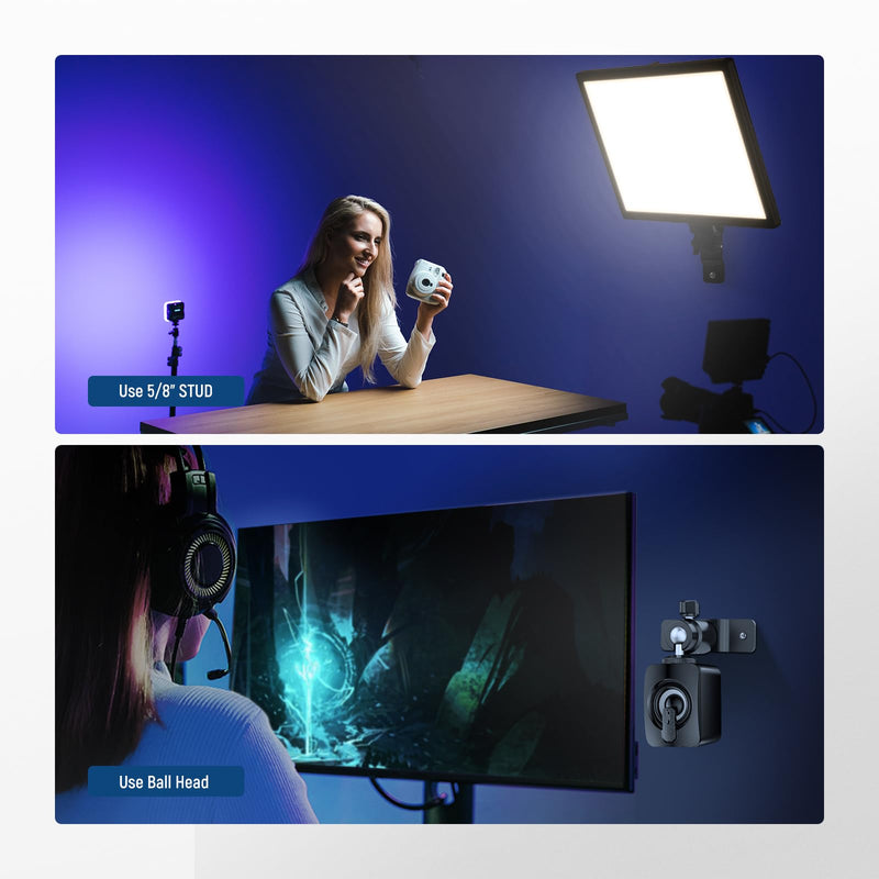 NEEWER 2 Pack T Type Wall Ceiling Mount, Ring Light Wall Mount Bracket with Detachable Ball Head, 5/8" Stud, 1/4" Screw for Flash Strobe Camera Monitor Studio Lighting, Max Load: 4.4lb/2kg, TS008