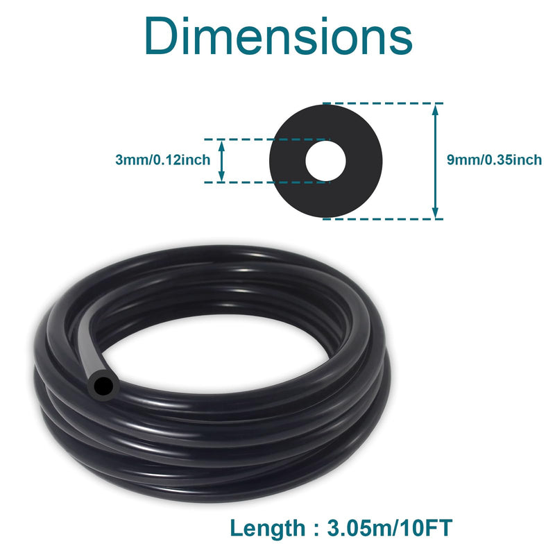 Vacuum Hose Automotive, 10 FT 1/8 Inch ID Vacuum Line, 130PSI Max Pressure Vacuum Lines Automotive, Silicone Hose 1/8" (3mm) - 10FT
