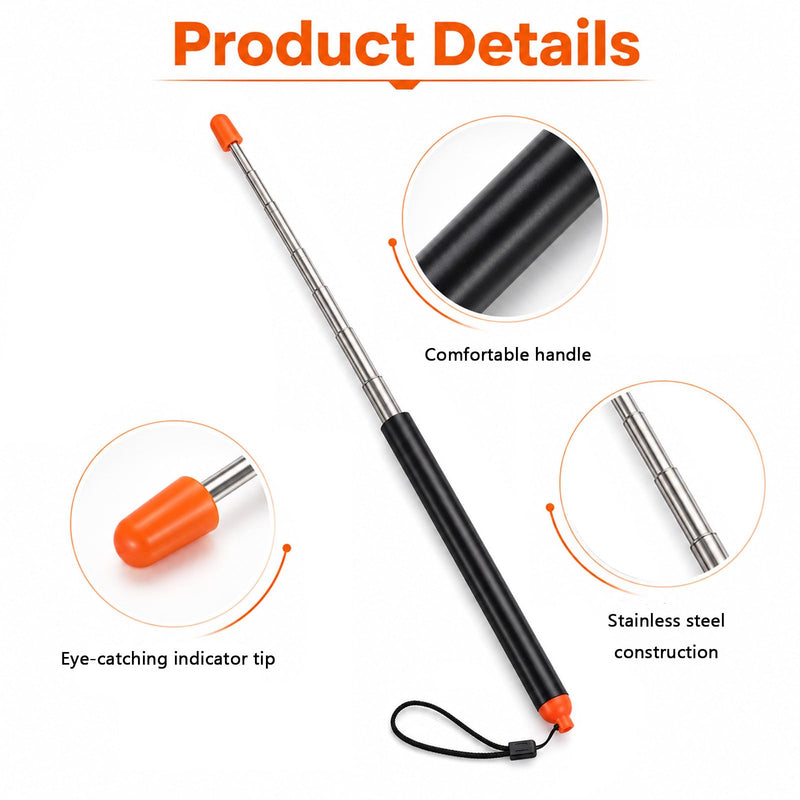 Pointer Stick for Classroom,39" Telescopic Stick with Lanyard | Extendable Stainless Steel Teacher Pointer,Retractable 20cm to 99cm,Lightweight,Ideal for Classroom and Presentations