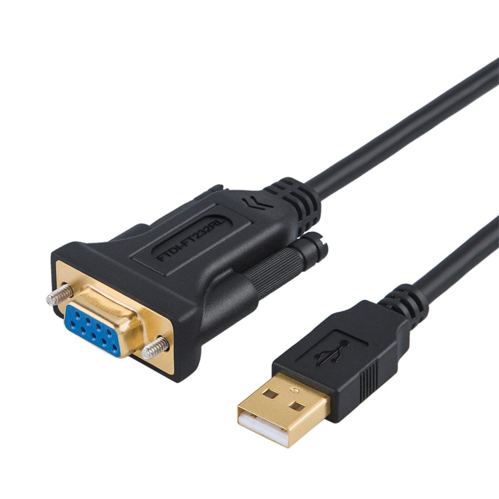 CableCreation USB to RS232 Serial Adapter (FTDI Chip), 6.6 Feet USB to DB9 Female Converter Cable for Windows 11, 10, 8.1, 8, 7, Vista, XP, Linux and Mac OS X, macOS, 2 Meters/Black 6.6FT / 2M FTDI Chipset