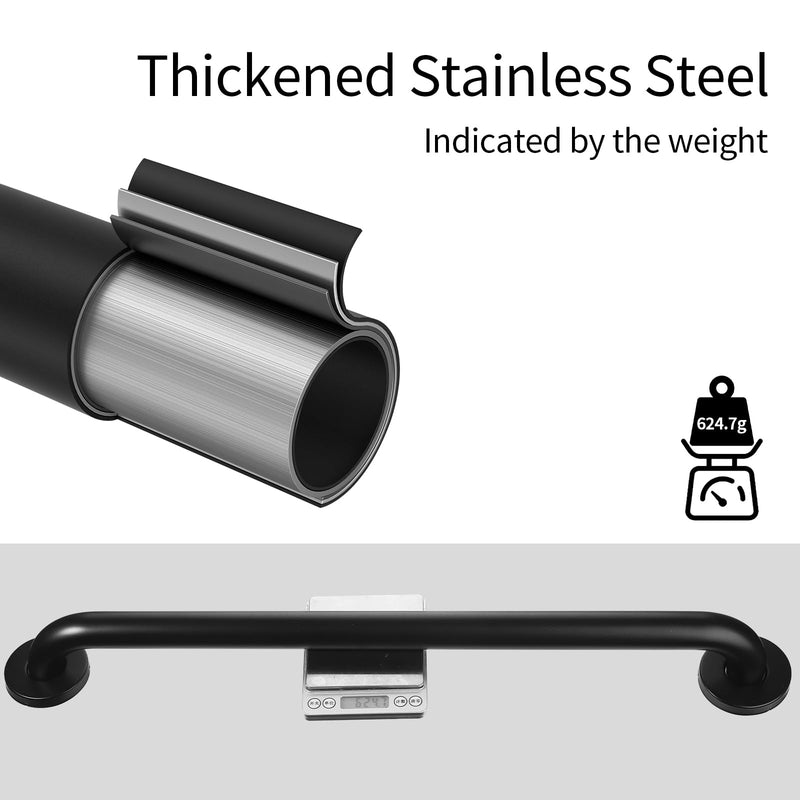 24inch Handicap Grab Bar for Shower, Shower Handles for Elderly, Shower Grab Bars for Seniors with Concealed Screws Black 24inch