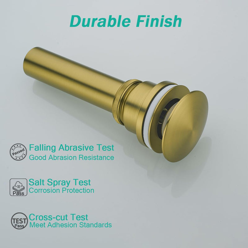 Bathroom Sink Drain With Overflow and Without Overflow Vessel Sink Lavatory Vanity Dual Use Pop Up Drain Stopper,All Metal Rustproof Brass and 304 Stainless Steel,Champagne Bronze Champagne Bronze