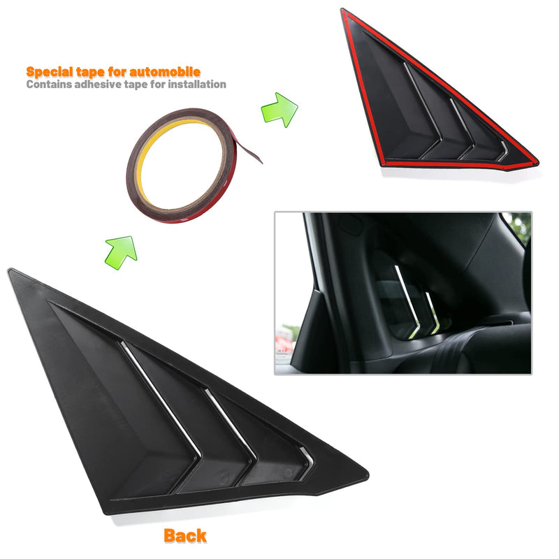 Thenice for 11th Gen Civic Rear Side Window Louvers Racing Style Triangular Window Glass Blinds for Honda Civic Sedan 2022 2023 2024 2025 2026 -Piano Black for Sedan Glossy Black