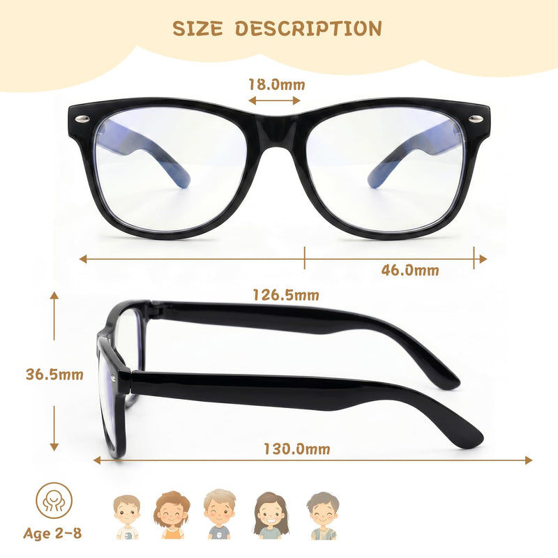 Kids Blue Light Glasses Boys Girls, Anti Glare Screen Eyewear Age 2-8 | LIGHTWEIGHT OPTICAL EYEWEAR REDUCES SCREEN GLARE TO BOOST VISUAL COMFORT DURING IPAD GAMING OR ONLINE SCHOOLWORK. Black + White Kids (2-8 years)