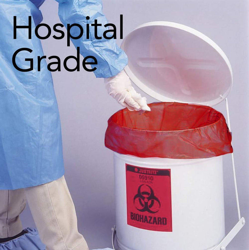 RESILIA Biohazard Bags - For Infectious Waste Disposal, Meets DOT ASTM Standards for Hospital Use, OSHA Approved, Yellow, 33 Gallon, 29" W x 43" L, 1.35 Mil, 0.00135 Inch, 25 Bags, Made in the USA