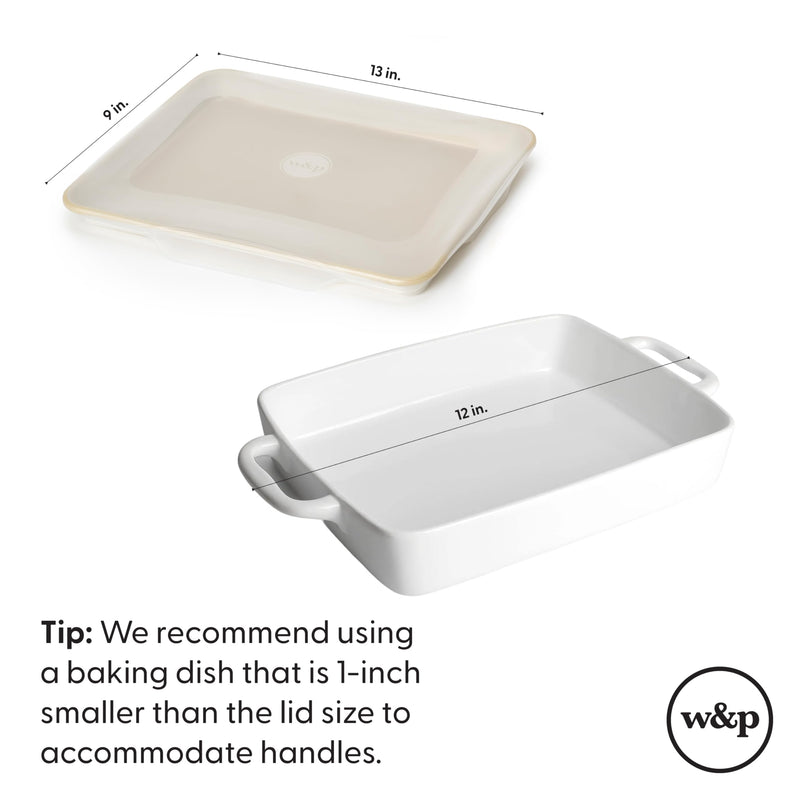 W&P Reusable Silicone Stretch Lid, Set of 3 – Casserole (9x13), Brownie (8x8), Loaf (5 x 9), Dishwasher Safe, Freezer Safe, LFGB/Premium Materials, Microwave Safe, Clear