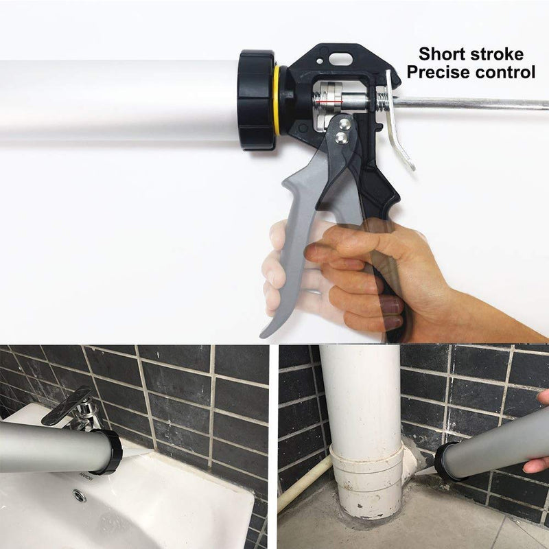 Sealant Sausage Caulking Gun with Aluminum Cartridge 600ml/20oz - 12:1 Thrust Ratio (Silver) Silver